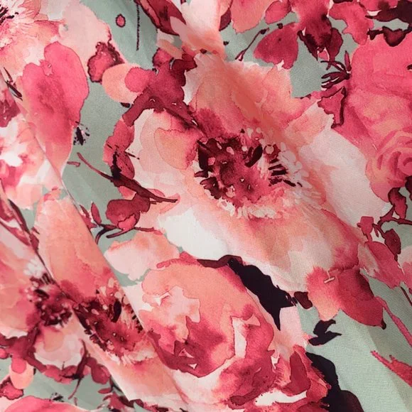 Jodi Kristopher Formal Elegant Floral Skirt Pleated Flared Puffy Skirt Pink 9 - Picture 7 of 13